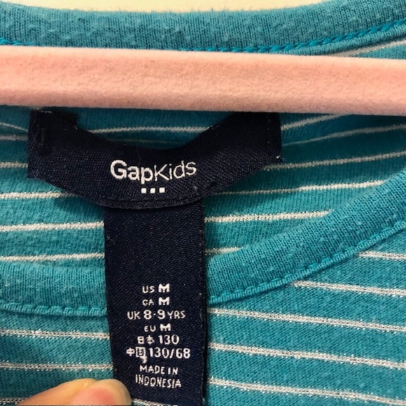 Gap Kids Girls’ Teal Green Striped Long Sleeve Dress, Size M (US), Gently Worn - Picture 2 of 3